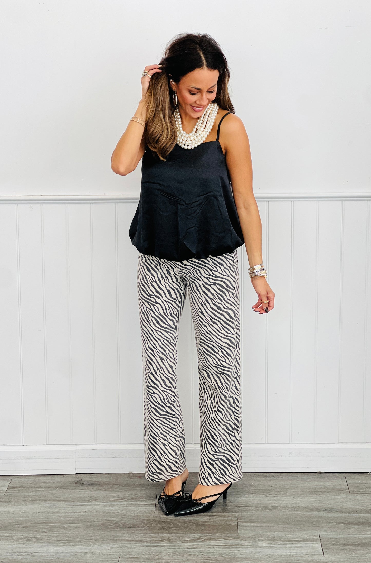 Zebra Print Vintage Straight Jeans (Reg.)