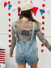Denim Striped Front Pockets Romper (Reg. and Plus)