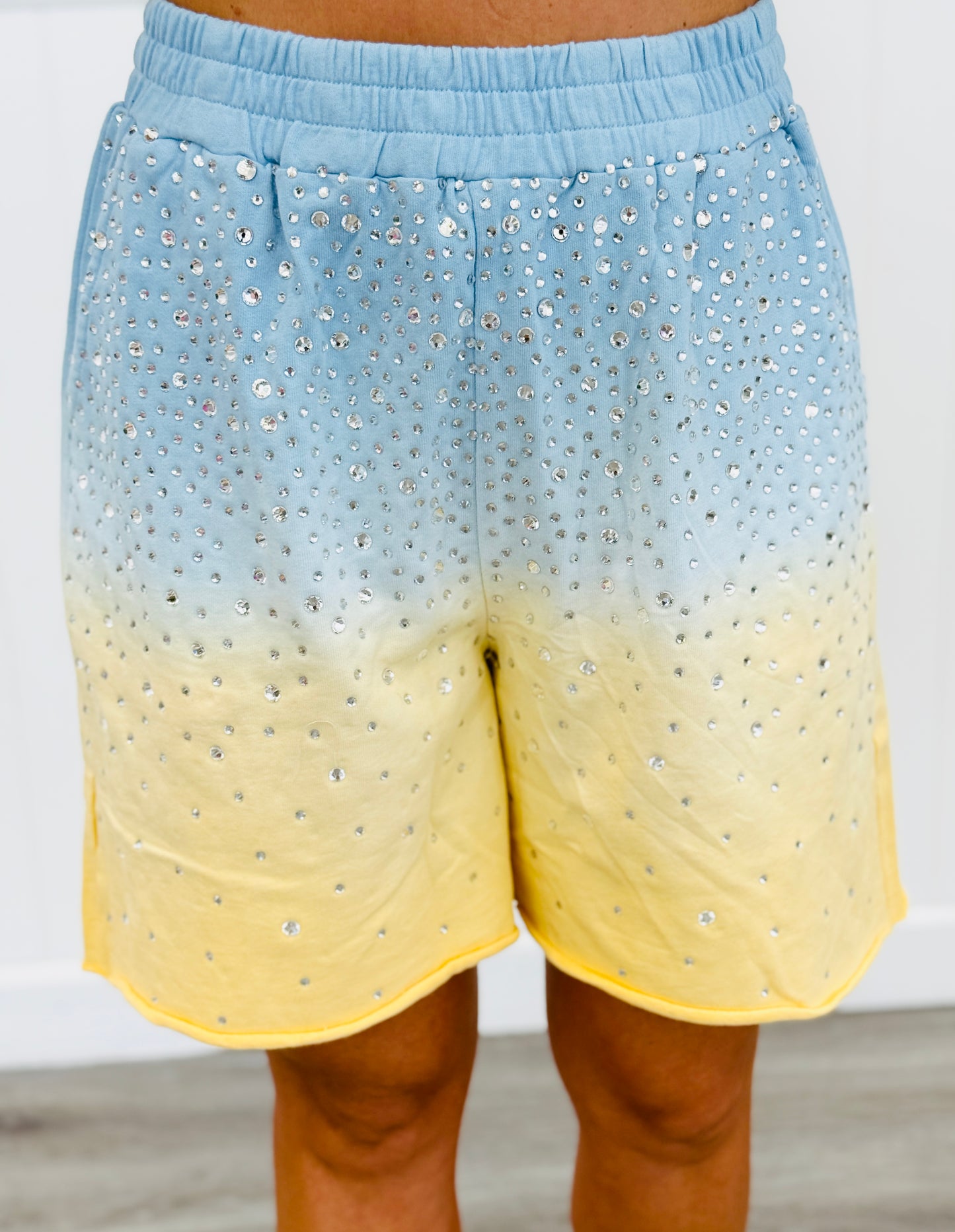 Ombre Rhinestone Short Sleeve Top & Shorts Set (Reg. & Plus)