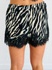 Black Zebra Print Lace Trim Shorts (Reg.)