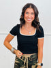 Basic Short Sleeve Ribbed Top (Reg. and Plus) - 2 Colors