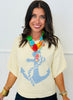 Butter/Light Blue Anchor Graphic Sweater Top (Reg.)
