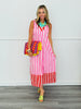 Pink Striped Shift Midi Dress (Reg.)