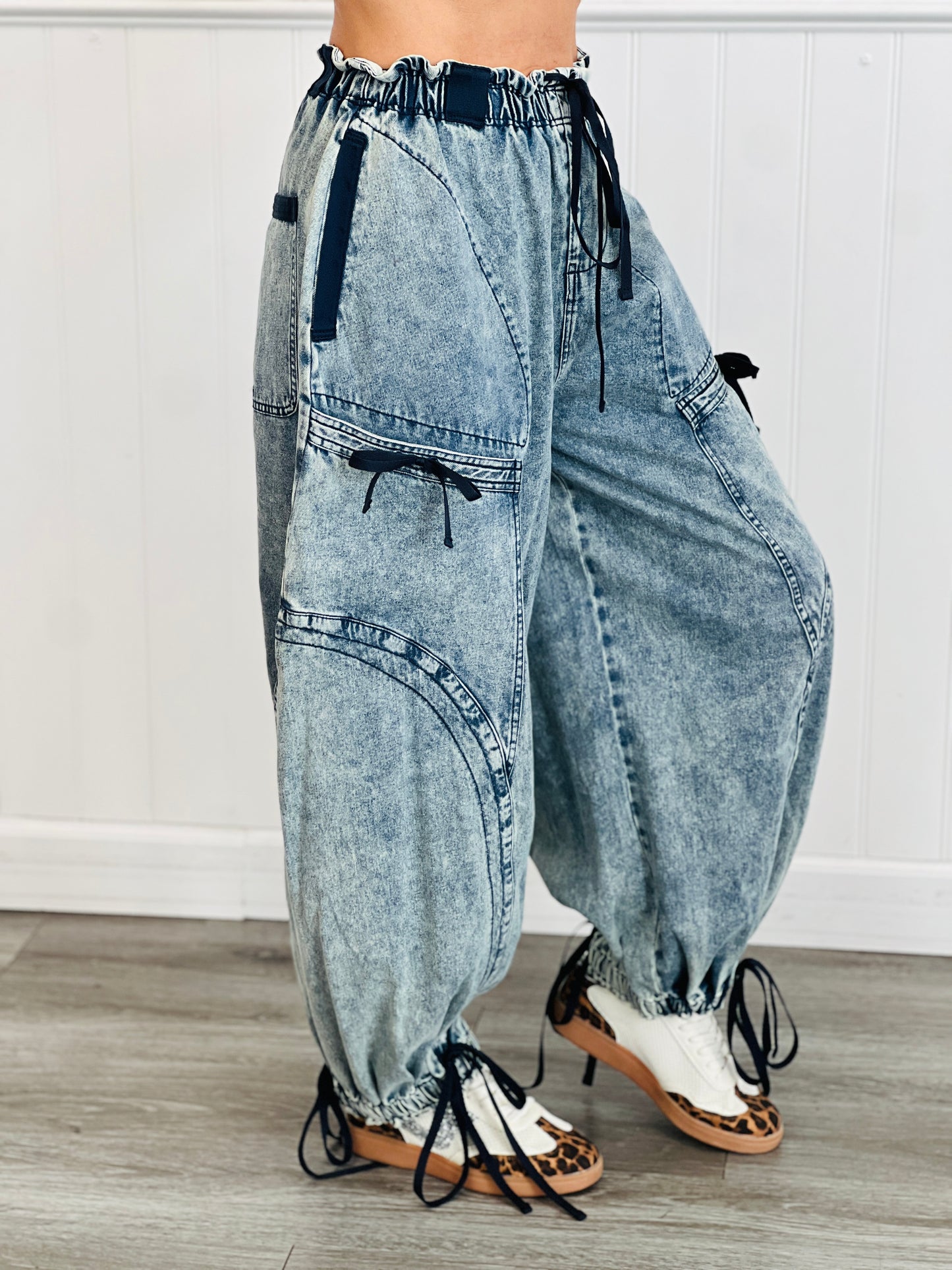 Denim Cargo Parachute Pants (Reg.)