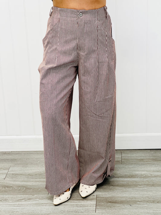 Red Brown Striped Wide Leg Pants (Reg.)