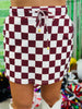 Maroon Let's Go Checkered Skort (Reg. and Plus)