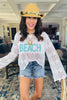 White Beach Crochet Graphic Sweater Top (Reg & Plus)