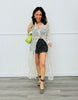 White/Black Dot Maxi Shirt & Shorts Set (Reg)