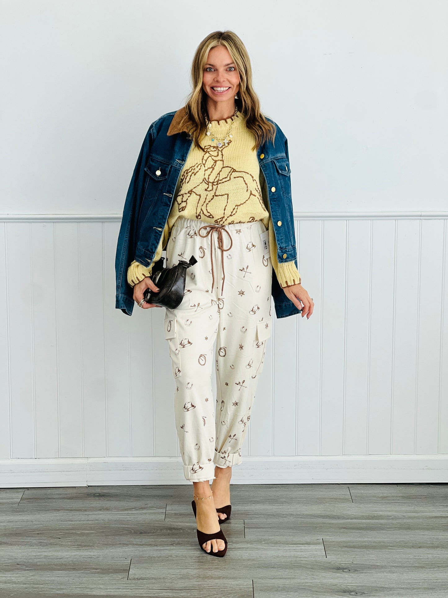 Ivory Cowboy Print Lounge Pants (Reg & Plus)