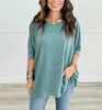 Andree Washed Thermal Poncho Bodice Top (Reg. & Plus)- 7 Colors