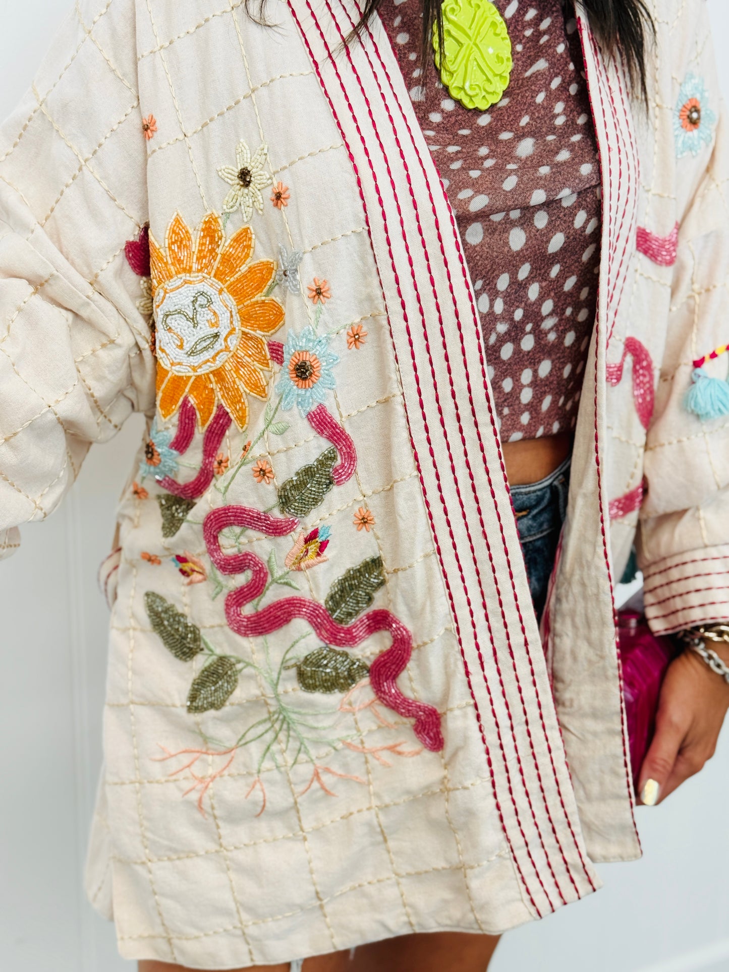 POL Natural Let The Sun Shine Beaded Cardigan (Reg.)