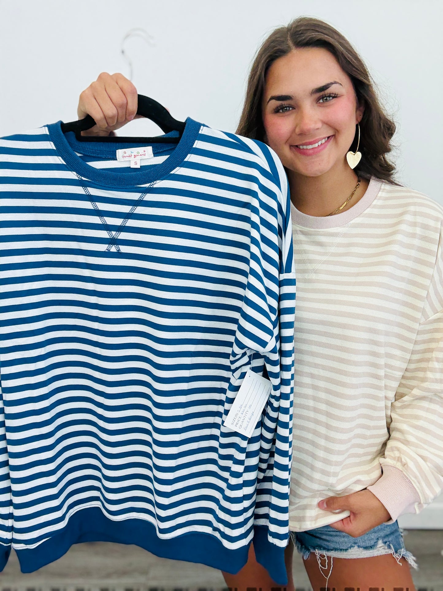 Essential Classic Striped Sweatshirt (Reg & Plus)-2 Colors