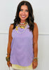 Lavender Rhinestone Sleeveless Blouse (Reg. and Plus)