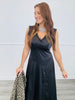 Black Satin Lace Midi Dress (Reg.)
