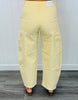 Yellow Rhinestone Embellished Barrel Leg Jeans (Reg.)