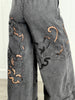 POL Black Twill Laser Cut Wide Leg Pants (Reg)