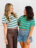 Short Sleeve Multi Stripe Knit Top (Reg.)-2 Colors