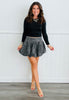 Black Mineral Washed Denim Bubble Mini Skirt (Reg.)