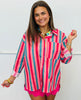 Pink Teal Bold Striped Shirt (Reg & Plus)