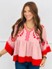 Heart Embroidered Scalloped Babydoll Top (Reg. and Plus) - 2 Colors