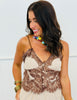 Cream/Brown Hacci & Lace Cami & Pant Set (Reg.)