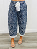 Washed Denim Paisley Printed Denim Pants (Reg. and Plus) - 2 Colors