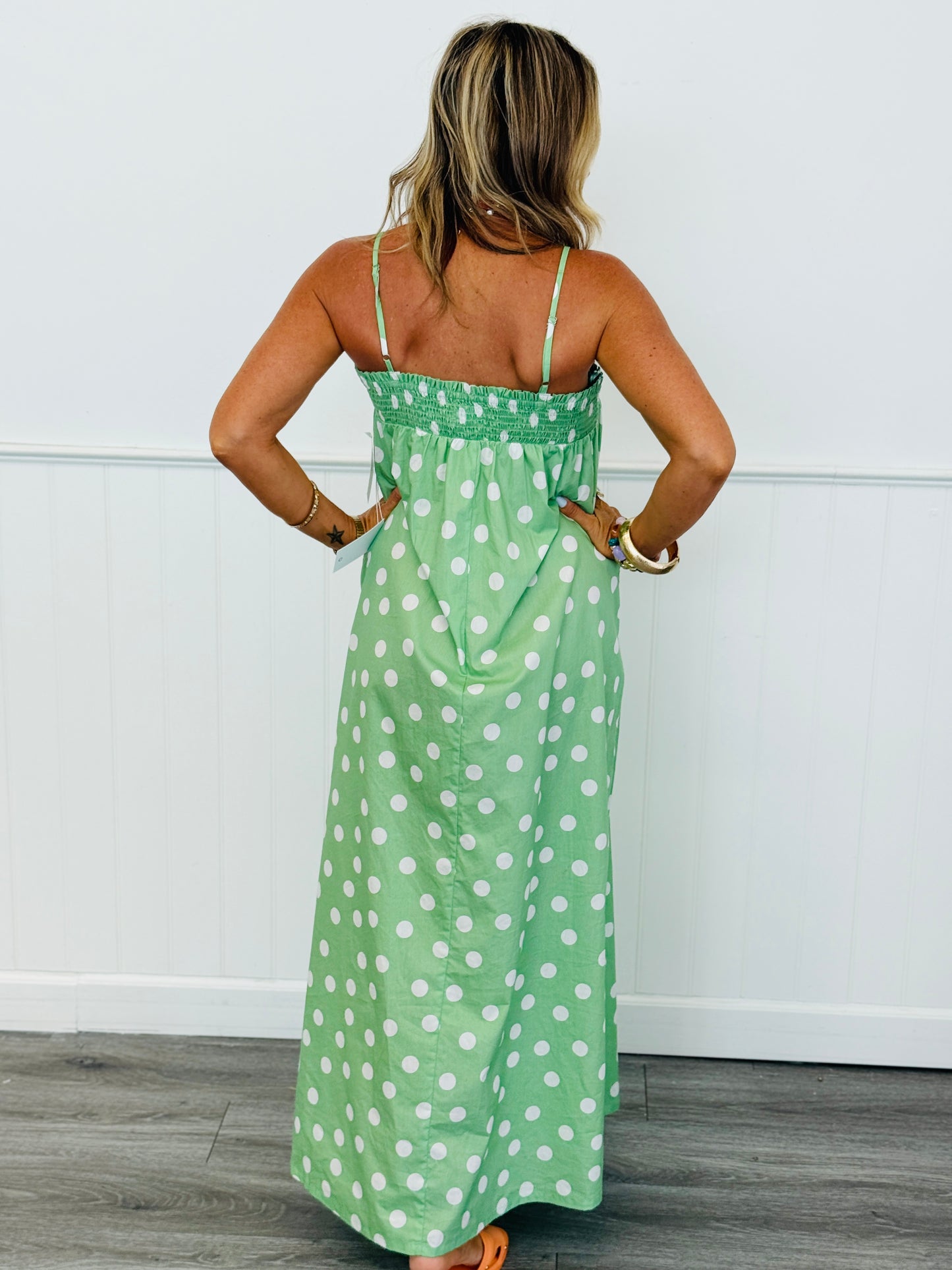 Light Green Polka Dot Maxi Dress (Reg.)