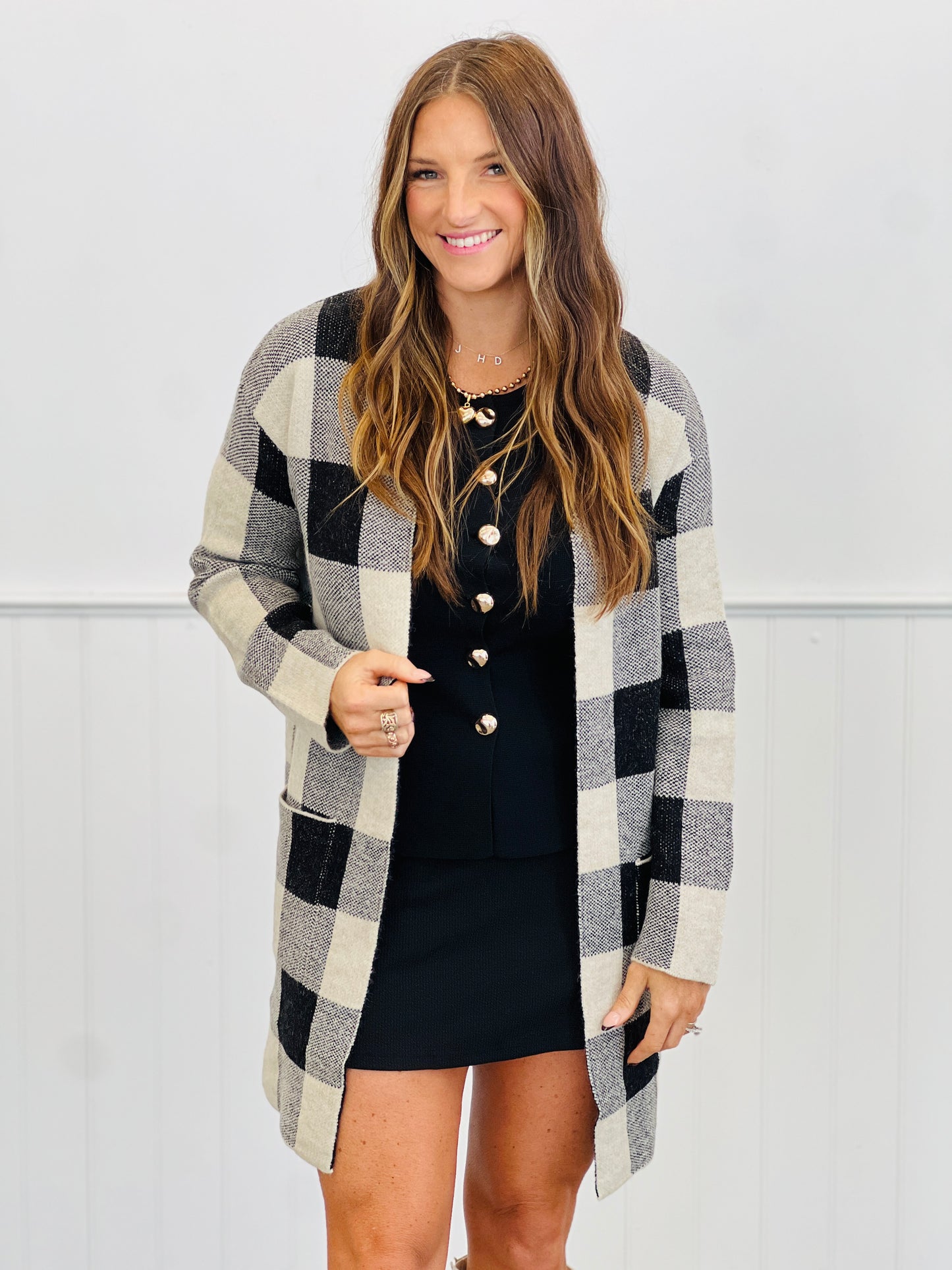 Longline Jacquard Sweater Cardigan (Reg.)-2 Colors