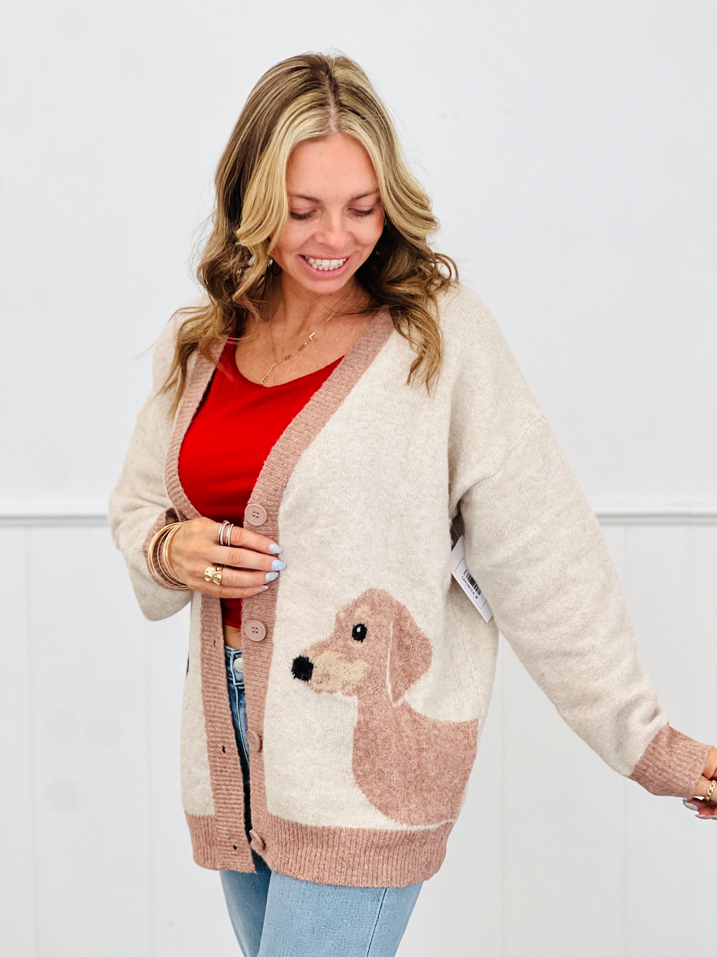 Taupe Oversized Doggy Button Up Cardigan (Reg.)