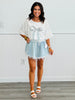 Laser Cut Floral Lace Bow Tee Shirt (Reg.)-2 Colors
