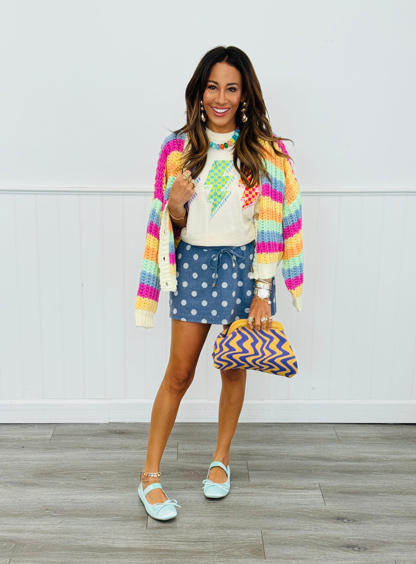 Rainbow Striped Sweater Cardigan (Reg & Plus)