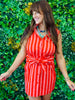 Orange Stripe Ruffle Neck Mini Dress (Reg.)