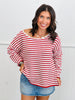 Striped Round Neck Sweater Top (Reg.)-2 Colors