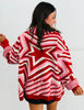 Red Multi Stars Sweater Cardigan (Reg & Plus)