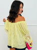 Lemon Lace Overlay Chiffon Peasant Blouse (Reg & Plus)