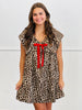 Leopard V-Neck Collared Mini Dress (Reg. & Plus)
