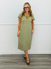 Olive Striped Collared Midi Dress (Reg.)