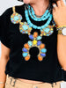 Queen Of Sparkles Black Multi Turquoise Necklace Tee (Reg. and Plus)