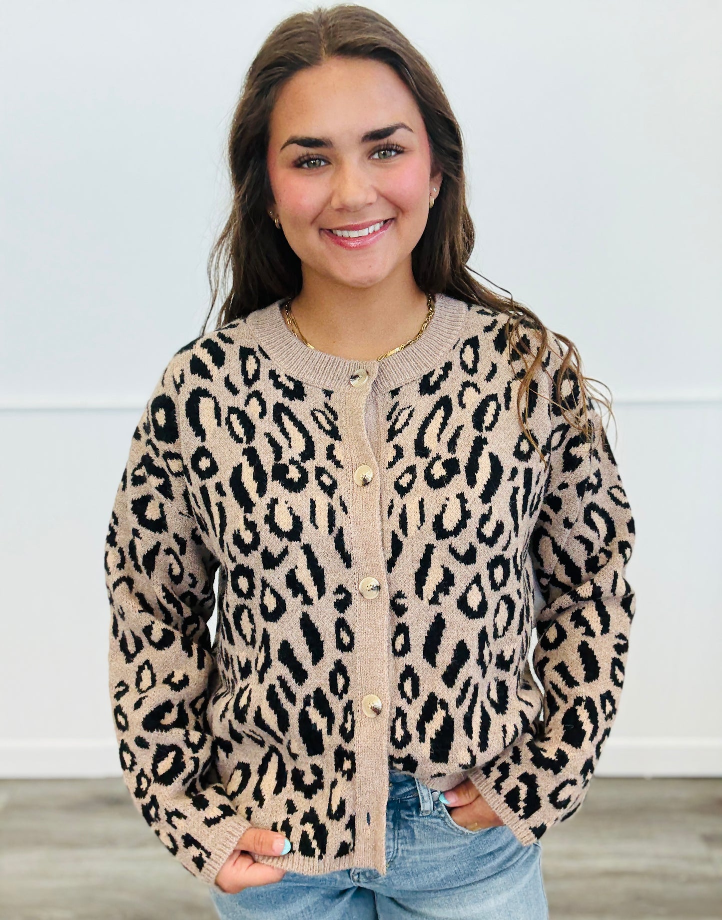 Leopard Button-up Sweater Cardigan (Reg.)
