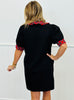 Black Plaid Trim Mini Dress (Reg. and Plus)
