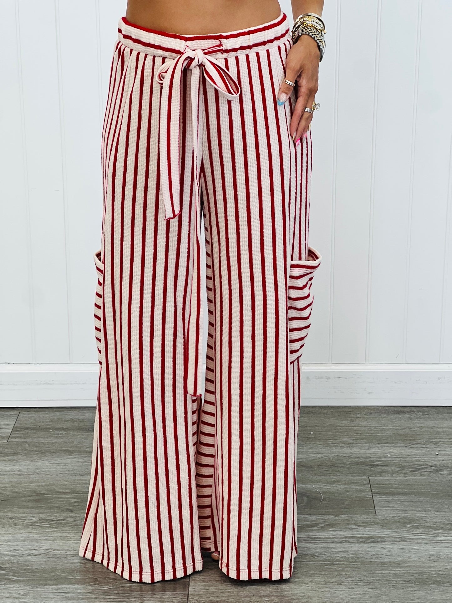 Striped Wide Leg Pants (Reg & Plus)-2 Colors