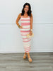 Pink/Ivory Striped Midi Tank Dress (Reg & Plus)