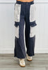 Navy Lace Patchwork Pants (Reg. and Plus)