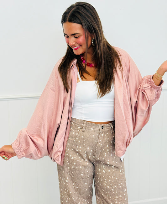 Gathered Hem Bomber Jacket (Reg)