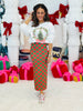 Red/Green Checkered Side Slit Midi Skirt (Reg & Plus)