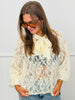 Sheer Lace Tie Neck Blouse (Reg.) - 2 Colors