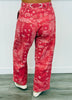 Dusty Rose Bandana Paisley Print Barrel Pants (Reg.)