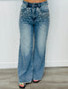 Medium Wash Rhinestone Studded Denim Jeans (Reg.)