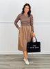 Mocha Sweater Combo Midi Dress (Reg)