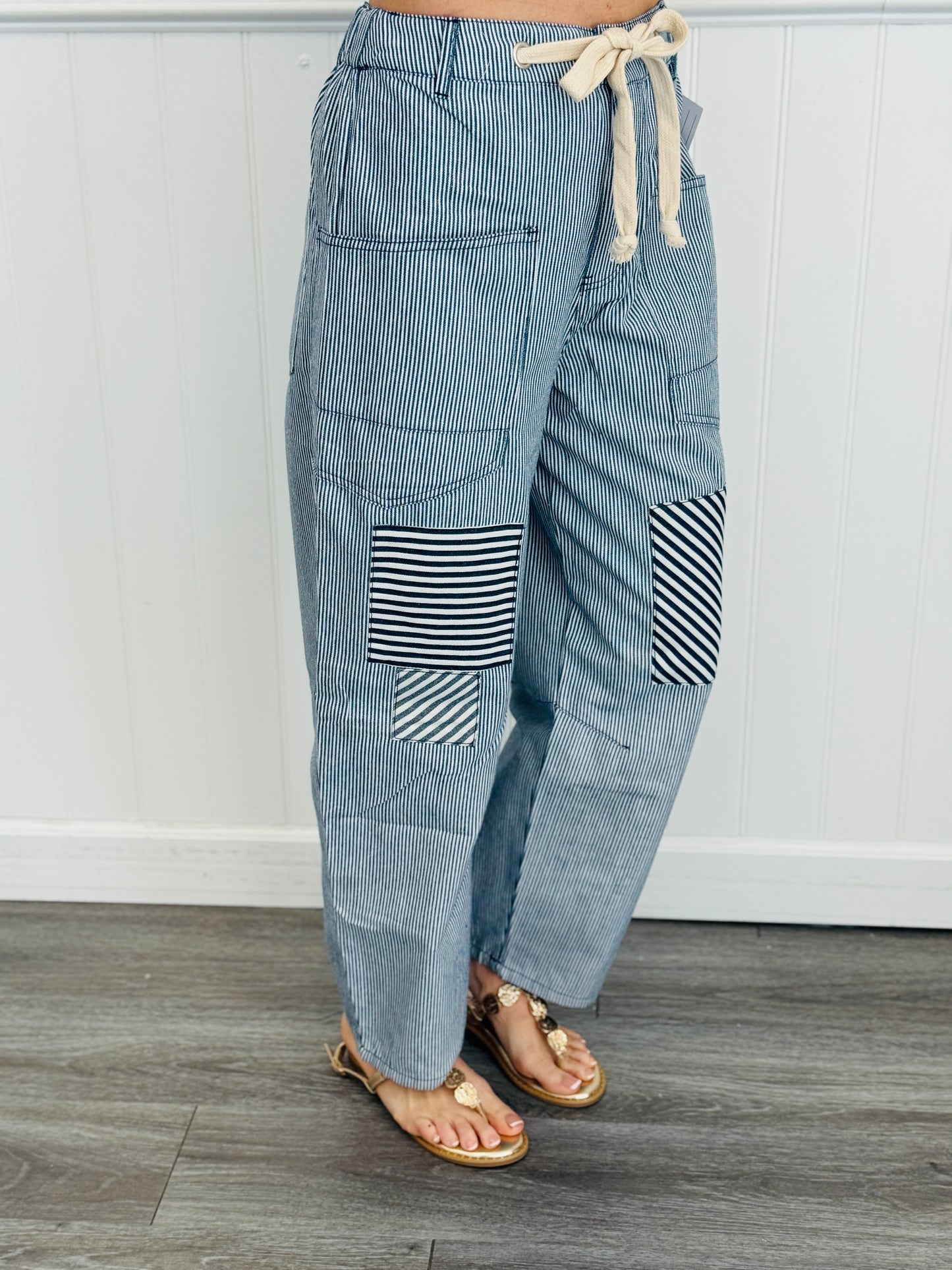Washed Denim Striped Pants (Reg. and Plus)